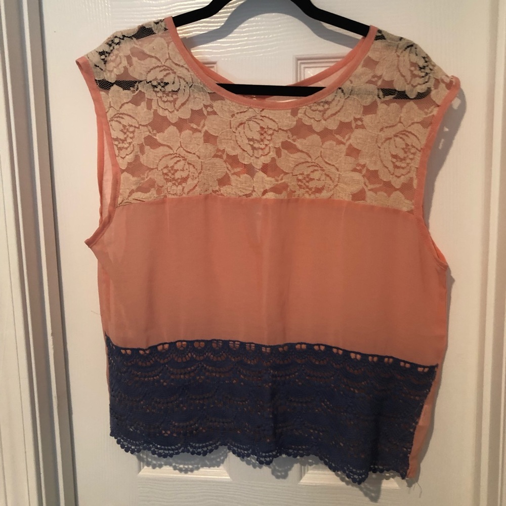 3/$15 The hanger lace shear blouse
